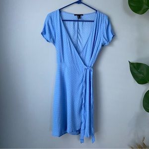 Blue with White Polka Dots Wrap Dress Mini Women’s Size Small